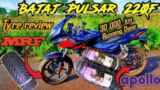 pulsar 220f front and rear tyre change apollo vs mrf tyre review pulsar 220f  apollo tramplr ST [upl. by Edge]