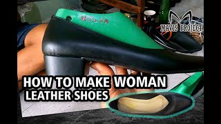 WOMAN SHOE PROGRESS by Mavis Project leather shoes shoesleather tutorial WOMANSHOES [upl. by Plume]