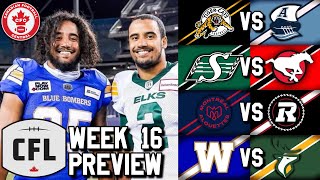 Week 16 Preview 2024 CFL Season [upl. by Ijuy]