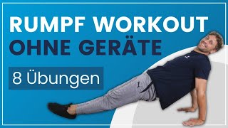 Rumpf Workout ohne Geräte ➡️ 8 Übungen für Zuhause [upl. by Ekul]