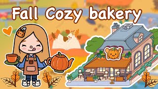 Autmn fall cozy bakery design ☕️🌭🎃  Toca Boca house ideas  Toca Boca [upl. by Ellersick]