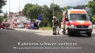 Unfall mit GasAuto Frau wird schwer verletzt [upl. by Moseley]