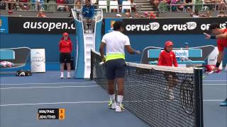 Super spin Wildcards take crazy doubles point  Australian Open 2015 [upl. by Yadsnil]