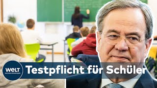 SCHULE NACH OSTERN Armin Laschet drohnt mit Testpflicht  Schulöffnungen unsicher [upl. by Adnek]