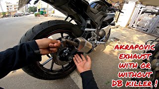 Akrapovic Exhaust for Yamaha R15 v3  Difference With or Without DB killer [upl. by Mccartan586]