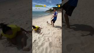 Attacker vs Defender On Beach ⚽️ shorts [upl. by Notgnirrab]