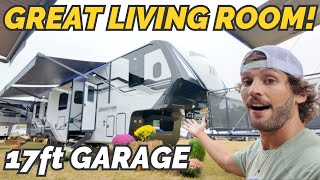 THIS RV IS HUGE OVER 47ft 🤯 NEW 2025 Grand Design Momentum 392M toy hauler [upl. by Sulecram370]