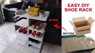 Easy DIY Shoe Rack from Upcycled Cardboard Organize Your Footwear in Style [upl. by Milone]