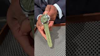 Panerai Luminor 1950 GMT Green Dial MS Dhoni Edition Watch PAM01056 Review  SwissWatchExpo [upl. by Ynots]