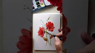 Easy Flowers Watercolor by Hedwigs Art [upl. by Maggy516]