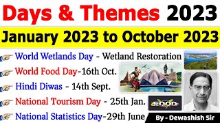 Days And Themes 2023  January to October 2023  Important Days 2023 Trick currentaffairs2023 [upl. by Groveman]