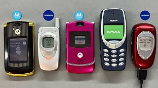 Ringing Incoming Call Samsung A800 X460  Motorola Razr V3 V8  Nokia 3310 [upl. by Yelik]