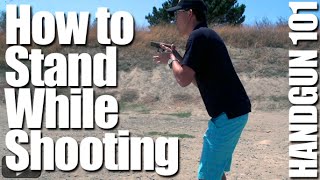 How to Stand When Firing a Pistol Shooting Stance  Handgun 101 with Top Shot Chris Cheng [upl. by Mond]