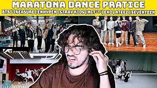 MARATONA DANCE PRATICE BTS  TREASURE  STRAY KIDS  EXO  ATEEZ  SEVETEEN amp MAIS kpop react [upl. by Ikciv]