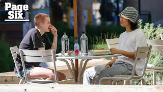 Angelina Jolie Brad Pitt’s daughter Shiloh 17 debuts pink buzzcut during lunch with friend in LA [upl. by Titos645]