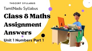 Class 8 Maths Assignment Answers 202122 Unit 1 Numbers Part 1 [upl. by Delp]