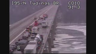 I95 Closes In Both Directions After Tractor Trailer Overturns On Tydings Bridge [upl. by Nosreip]