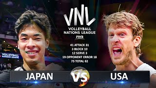 Japan vs USA  Mens VNL 2024 [upl. by Gamber]