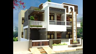 35x45 north facing house plan 3 bed room and drawign room with car parking as per vastu  3d front [upl. by Dulla]