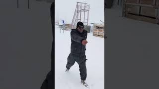 Diamir Police officer enjoying snowfall at Babusar Top [upl. by Dami]