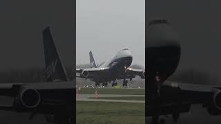 B747 crosswind takeoff automobile aviation plane aviations [upl. by Gaynor]