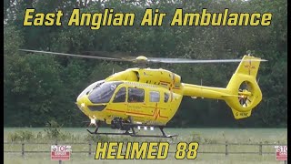 HELIMED88  East Anglian Air Ambulance taking off from Addenbrookes Hospital [upl. by Aileahcim]