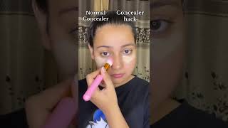 Normal concealer VS concealer hack 🤔 anmolkaur beauty makeup makuphacks youtubeshorts hack [upl. by Ahsirahc]