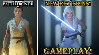 New Rey Skins RESILIENT amp REY SKYWALKER Gameplay  Star Wars Battlefront 2 [upl. by Ehtnax433]