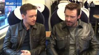 Hugh Jackman gets James McAvoy laughing during interview [upl. by Fenner]