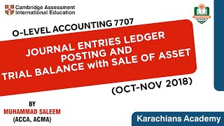 711022 Past Papers O Level Accounting Journal Ledger Trial Balance Disposal of Asset [upl. by Sesiom911]