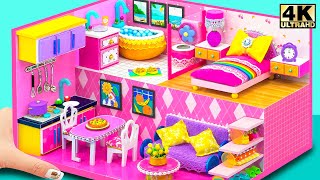 How To Make Pink Miniature House Easy and Decorate 4 Cute Room for a Family  DIY Miniature House [upl. by Jaime]