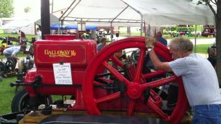 Starting 16hp Galloway hit miss antique gasoline engine [upl. by Heringer326]