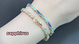 【ハンドメイド】特小ビーズで編むブレスレットの作り方☆シードビーズだけで編めます How to make a bracelet with seed beads Size 150 [upl. by Adnavoj]