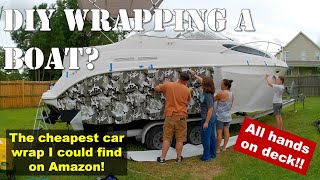 I wrapped my boat with the cheapest DIY automotive wrap I could find on Amazon boatwrap boatlife [upl. by Dana159]