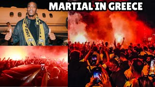 Anthony Martial Welcome by AEK Athens Fans [upl. by Akienom]