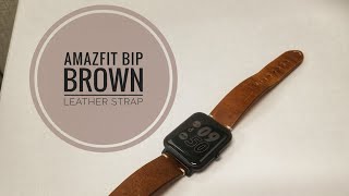 Amazfit Bip brown leather strap  watch band [upl. by Saqaw27]