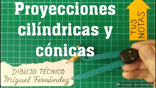 Proyecciones CILÍNDRICAS y CÓNICAS diferencias en la Geometría Descriptiva Sistema Diédrico [upl. by Burke]