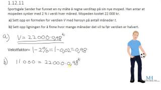 Matematikk 1P  Prøveoppgaver  Vekstfaktor og prosent 11211 [upl. by Annahahs]