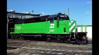 Burlington Northern SD402 1795 Horn Leslie RS3K [upl. by Searle]