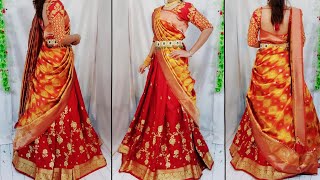 DRAPE YOUR SILK SAREE IN LEHENGA STYLESILK SAREE DRAPING IN LEHENGA STYLEHINDI [upl. by Loma]