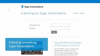 LoginAnmeldung  Zuger Kantonalbank [upl. by Ingalls592]