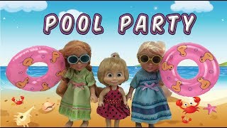 Elsa and Anna  Pool party with Masha and friends [upl. by Peatroy643]