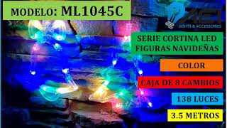 ML1045C SERIE CORTINA LED LUZ COLORES CON CABLE TRANSPARENTE christmas navidad led ledlights [upl. by Filmore199]