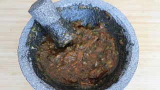 Traditional Homemade Salsa Salsa molcajeteada [upl. by Neelyam]