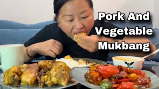 Pork ko khuta Ra Pidalu Ko Tarkari Nepali Mukbang pork knucke and pidalu  ko  tarkari [upl. by Gothurd]