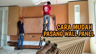 CARA PASANG WALL PANEL WPC  MEMPERCANTIK RUANG TAMU [upl. by Rosner]