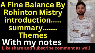 A Fine Balance by Rohinton Mistry introduction Summary Thesis [upl. by Arikihs]