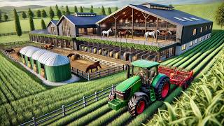 Super Tractors and The Wealthy Farmers Secret Spot and Racehorse Breeding in Farming 25 [upl. by Shoshanna989]