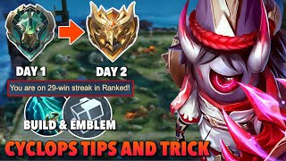 TUTORIAL HOW TO PLAY CYCLOPS IN SOLO RANKED GAME 2024  Mobile Legends [upl. by Norreg]