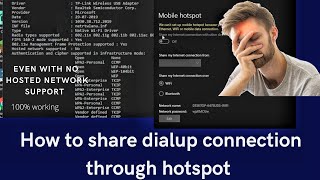 How to share dialup connection through hotspot in windows  Even with no hosted network support [upl. by Winzler705]